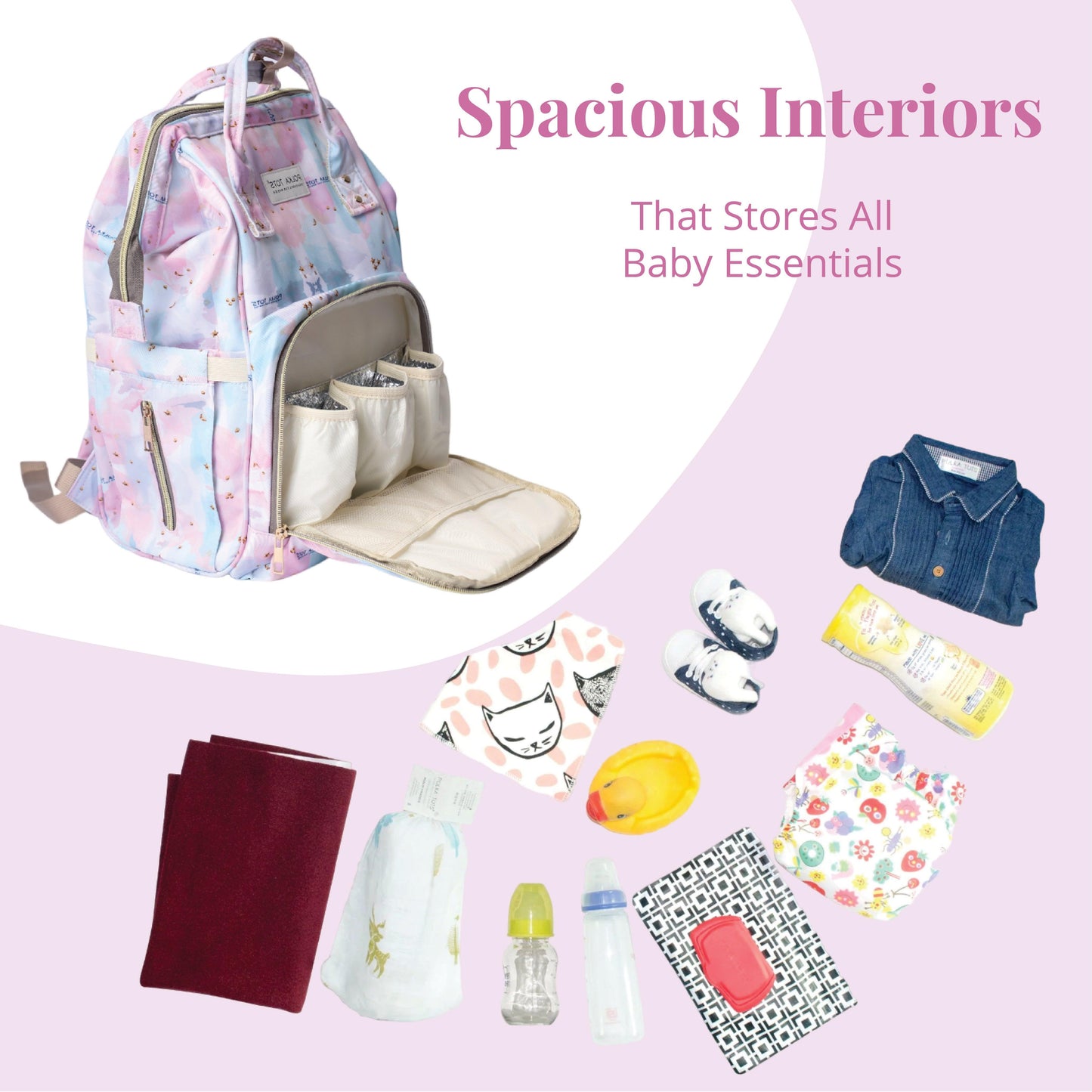 Multifunctional Premium Diaper Backpack Bag with Pouch | Tie-Dye Print