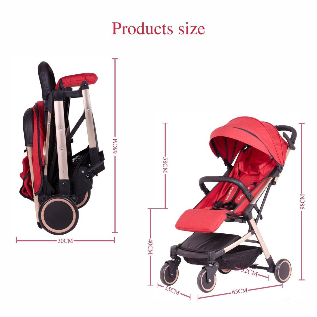 Light weight Travel Baby Trolley Stroller (Red)