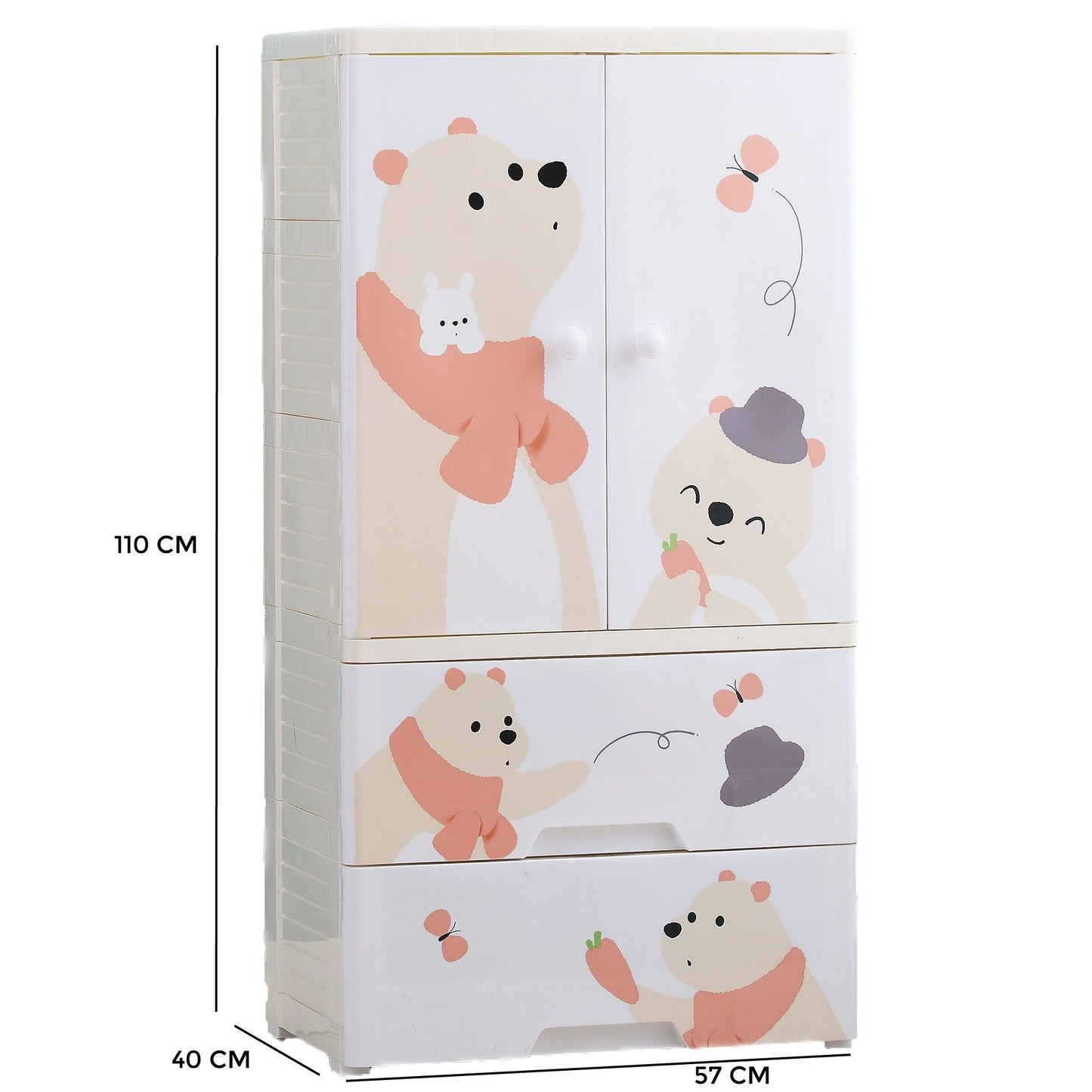 POLKA TOTS Wardrobe Storage Convertible/Collapsible Almirah Plastic Closet For Clothes (Cute Penguin)
