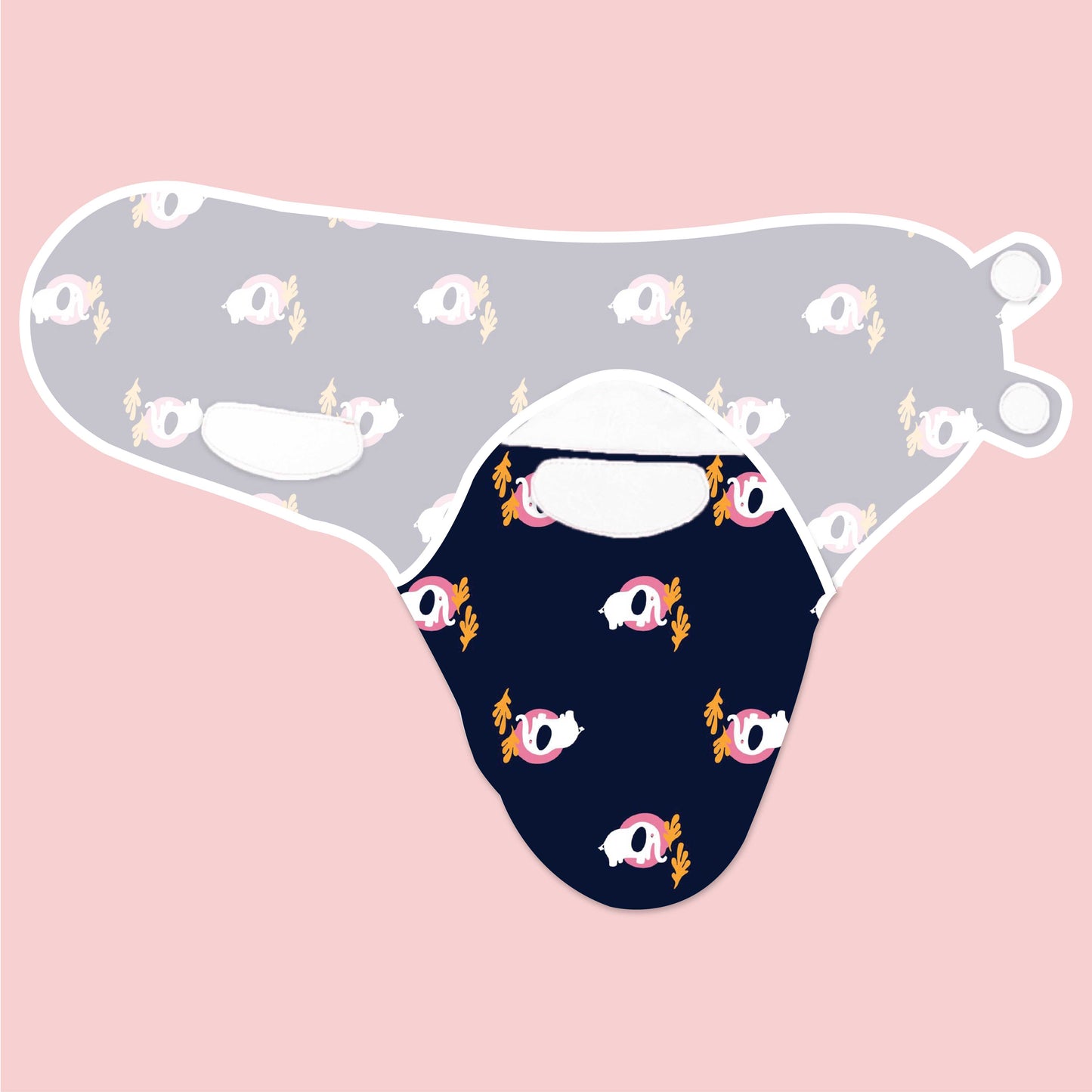 Polka Tots Pack of Two Baby and Elephant print Swaddle Wraps - Multicolor