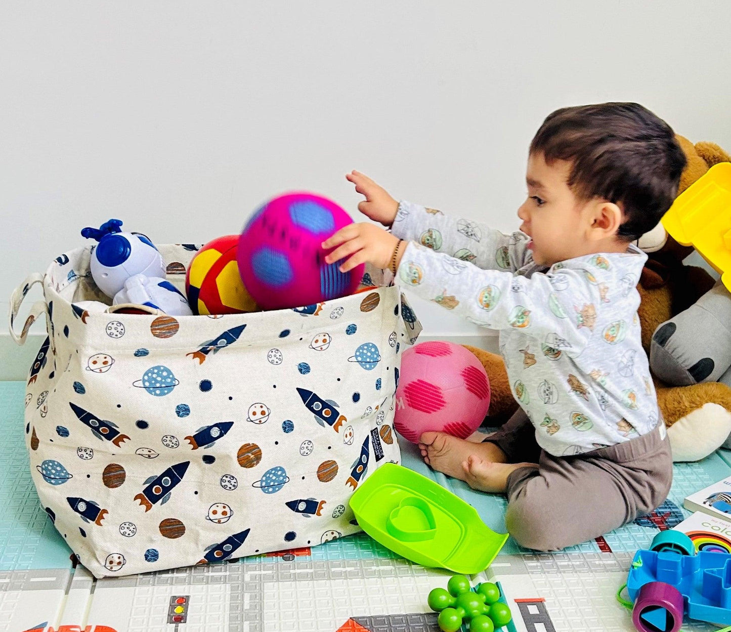 Polka Tots Toy Storage Box Canvas Box (Space)