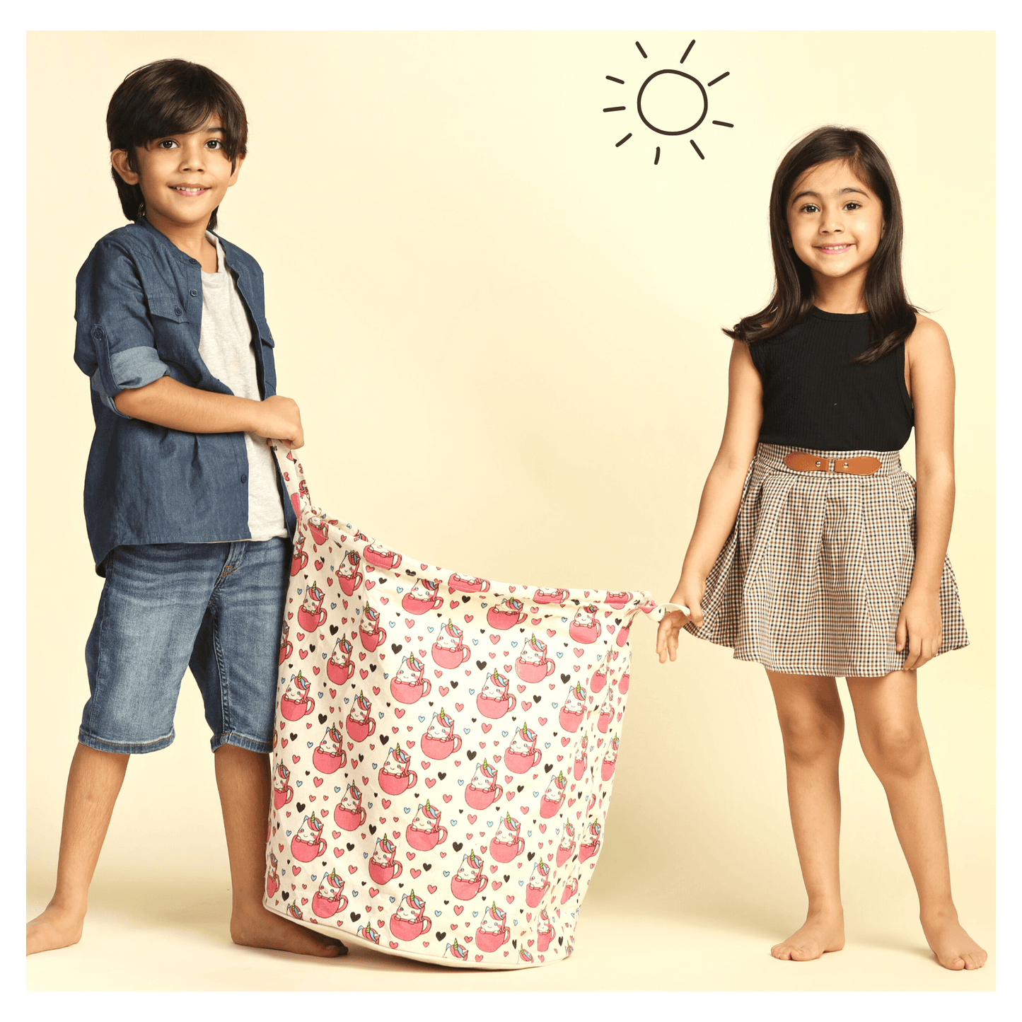 Polka Tots Laundry Bag Canvas Storage Bag Baby Unicorn Print