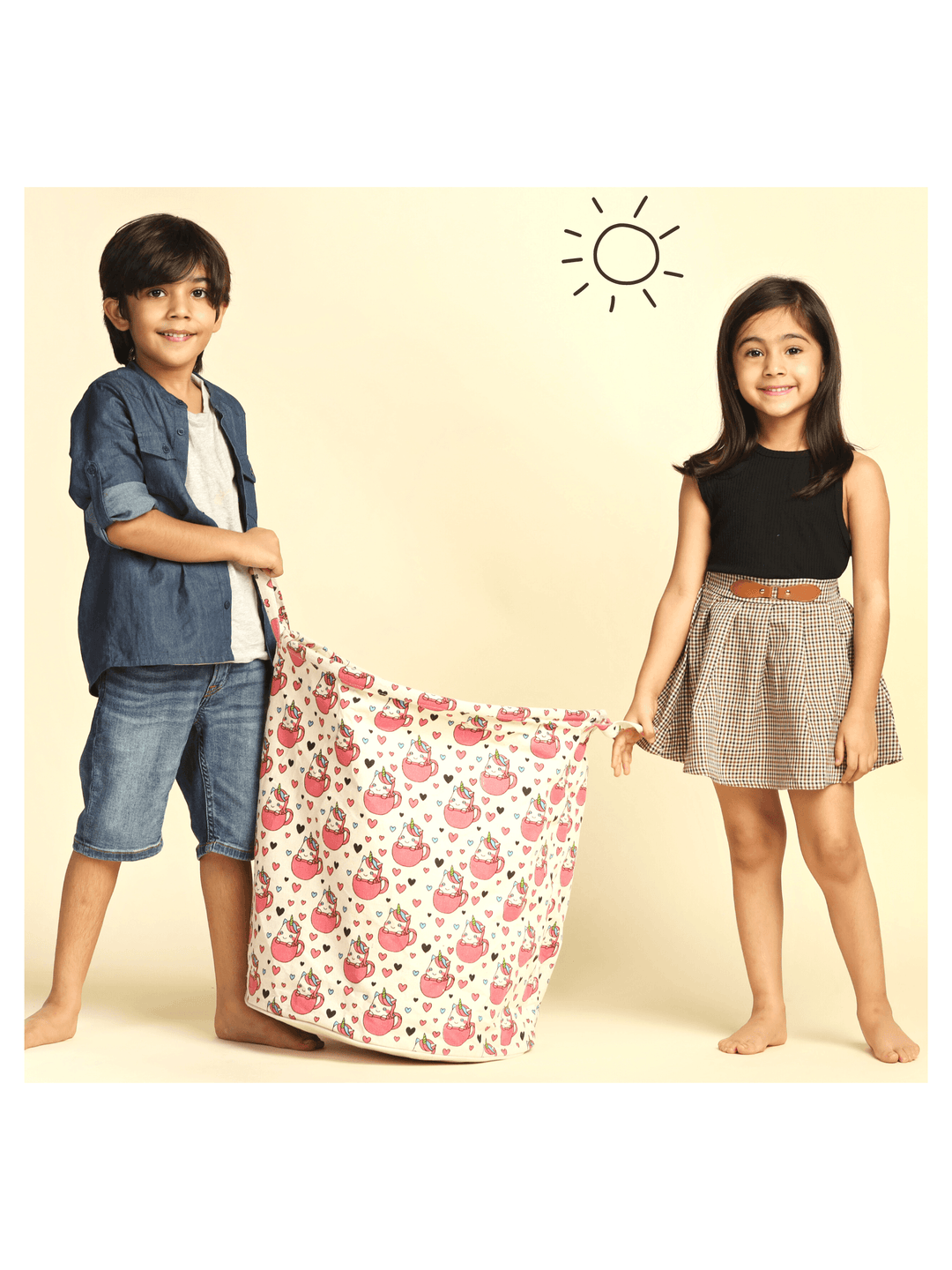 Polka Tots Laundry Bag Canvas Storage Bag Baby Unicorn Print
