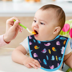 Polka Tots Organic Muslin Cotton Bibs with Three Layers (Blue Birds)