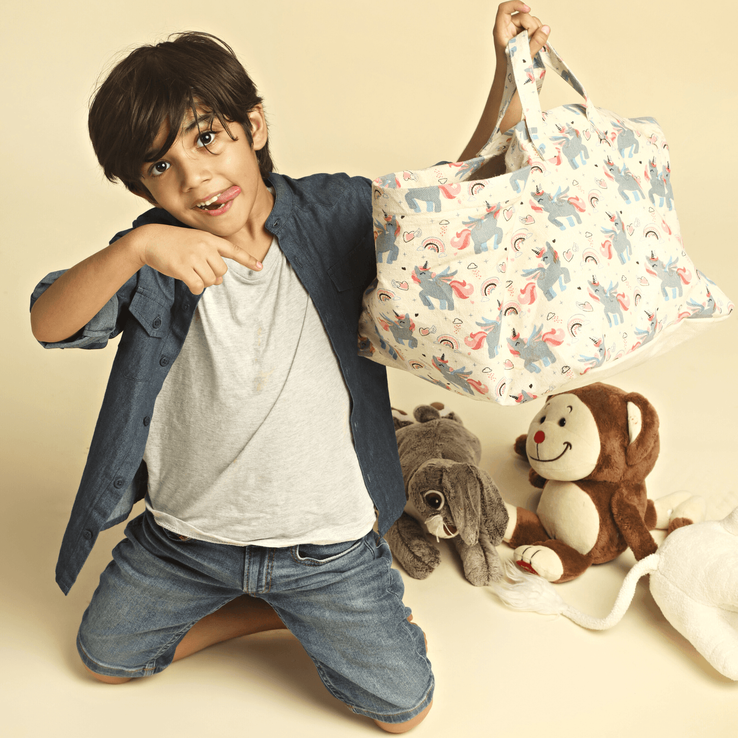 Polka Tots Toy Storage Box Canvas Box (Unicorn)