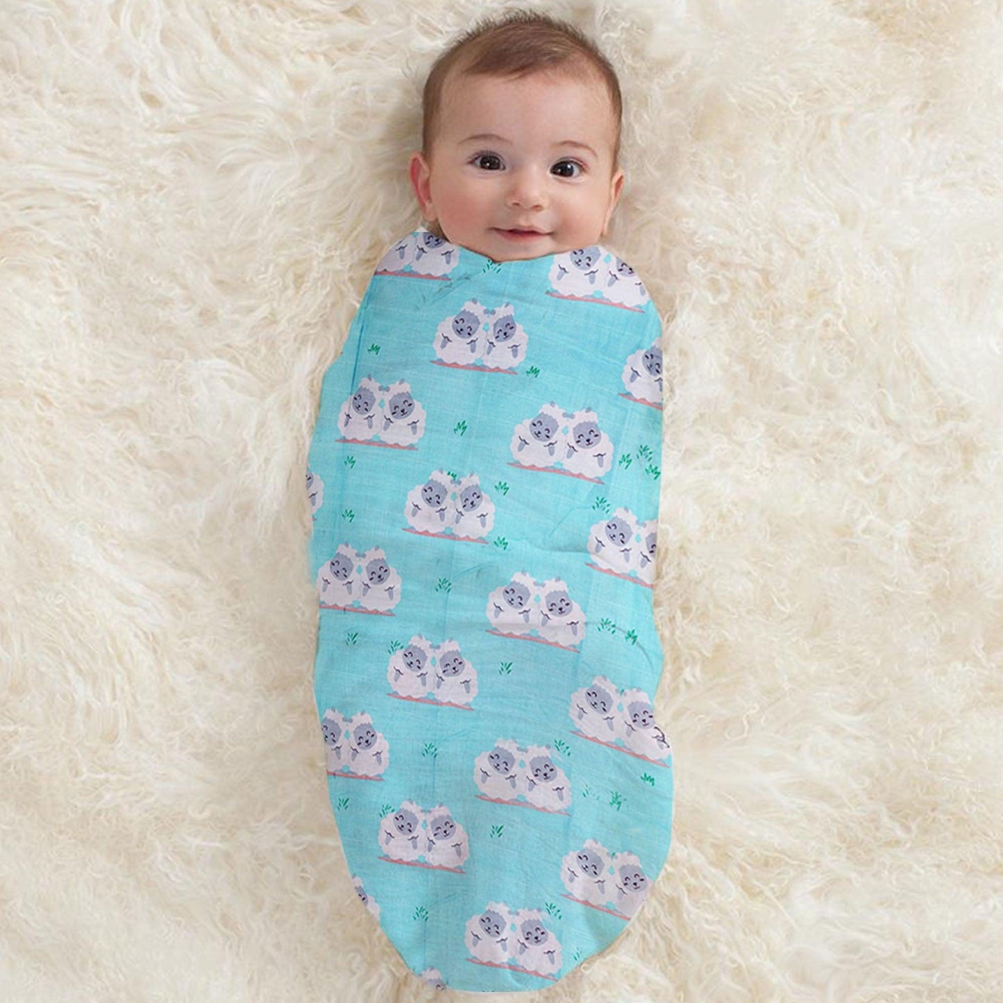 Polka Tots Muslin Swaddle Organic Cotton (Sheep)