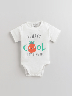 Polka Tots Half Sleeves Romper Onesie Always Cool print - White