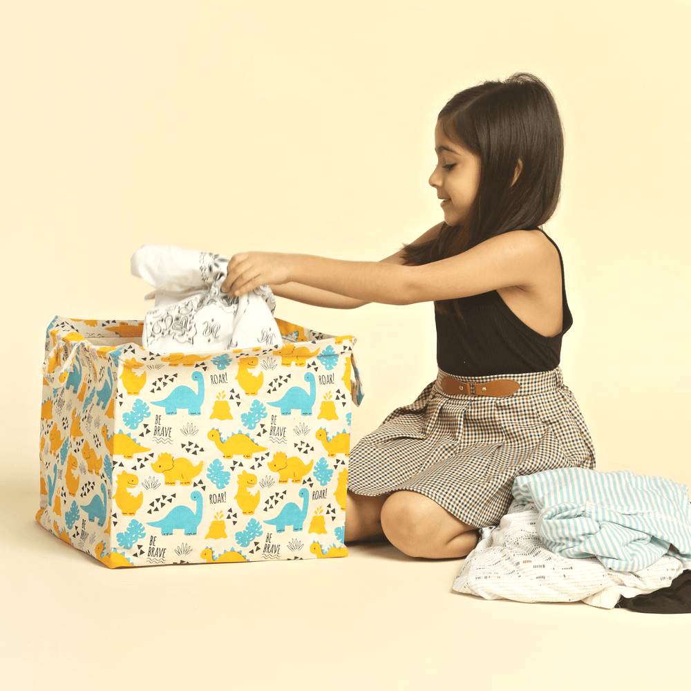 Polka Tots Toy Storage Box Canvas Box (Dinosaur)