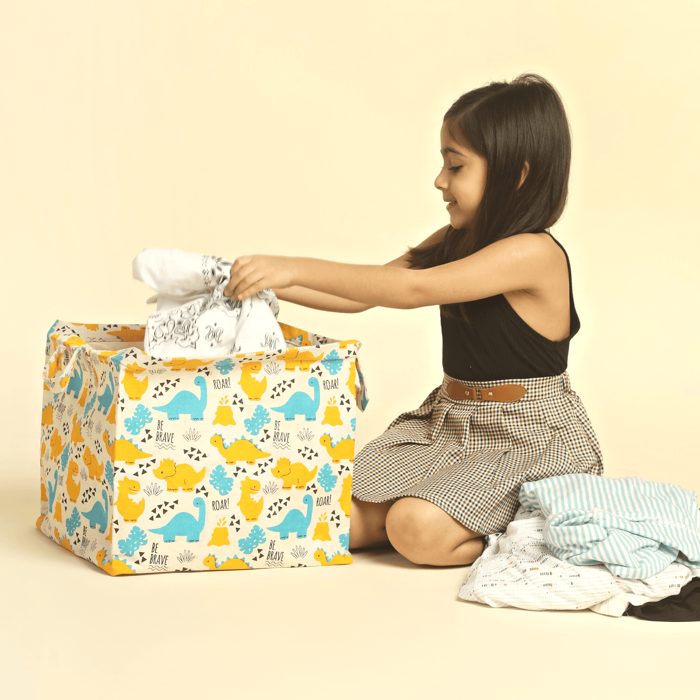 Polka Tots Toy Storage Box Canvas Box (Dinosaur)