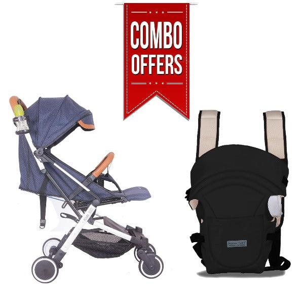 3 in 1 baby carrier black & baby trolley stroller pram blue