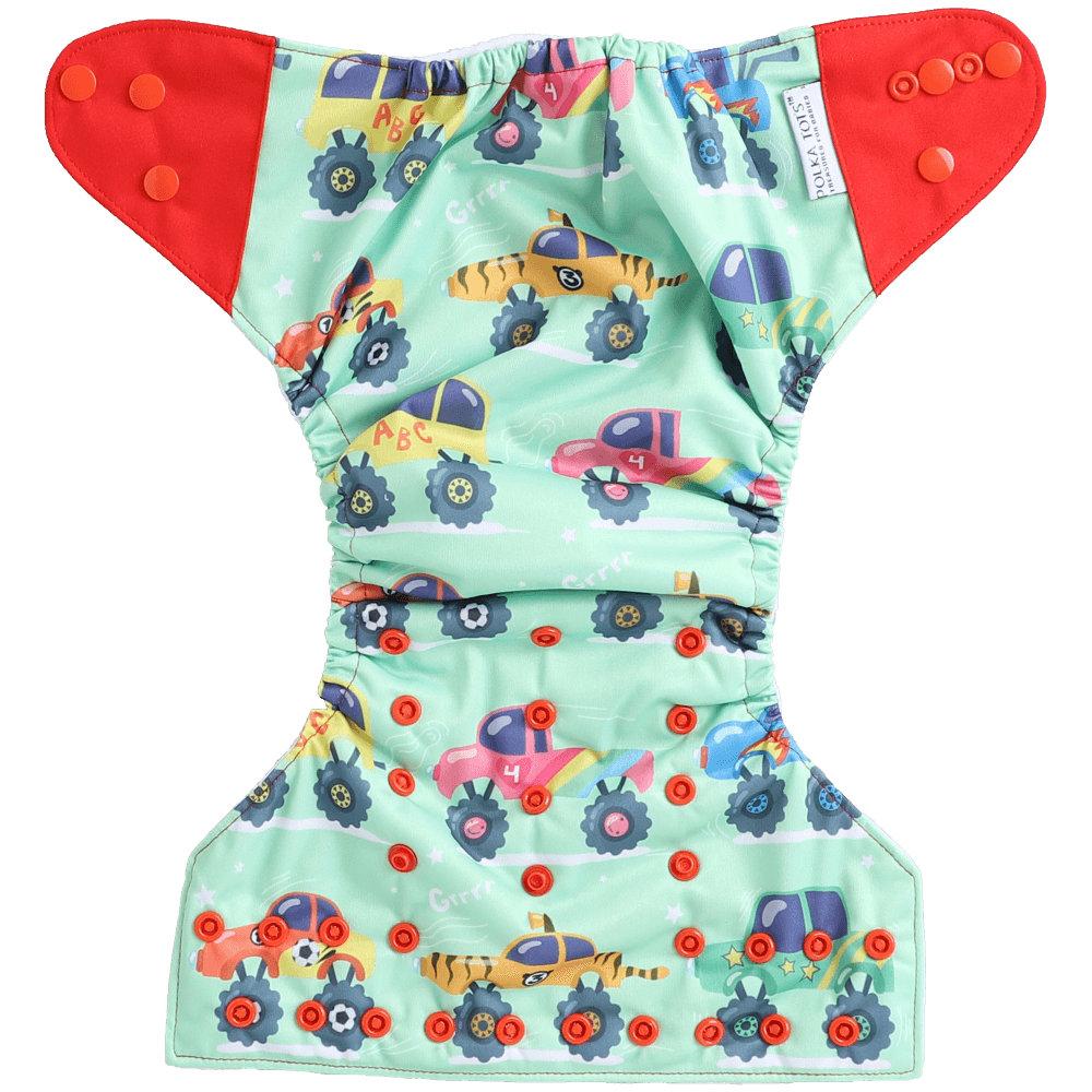 Polka Tots Green Cloth Diaper with Adjustable snaps