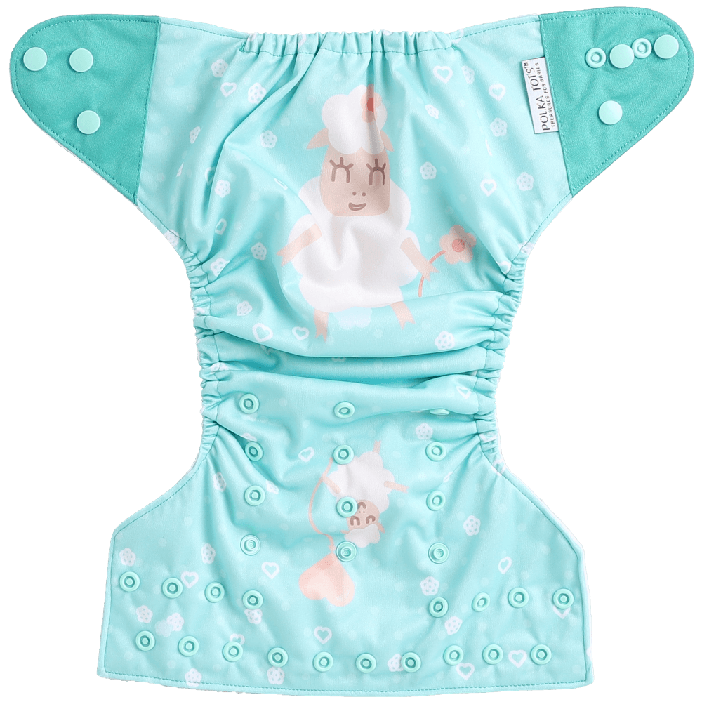 Polka Tots Sheep Green Adjustable Cloth Diaper