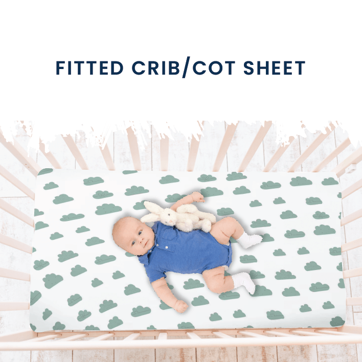 Polka Tots Cotton Fitted Crib Mattress Sheet 140 x 70 CM Cloud Design (Green)