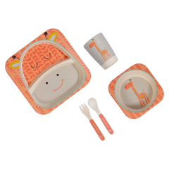 Eco Friendly 5 Pieces Bamboo Fiber Kids Dinner Set (Giraffe)