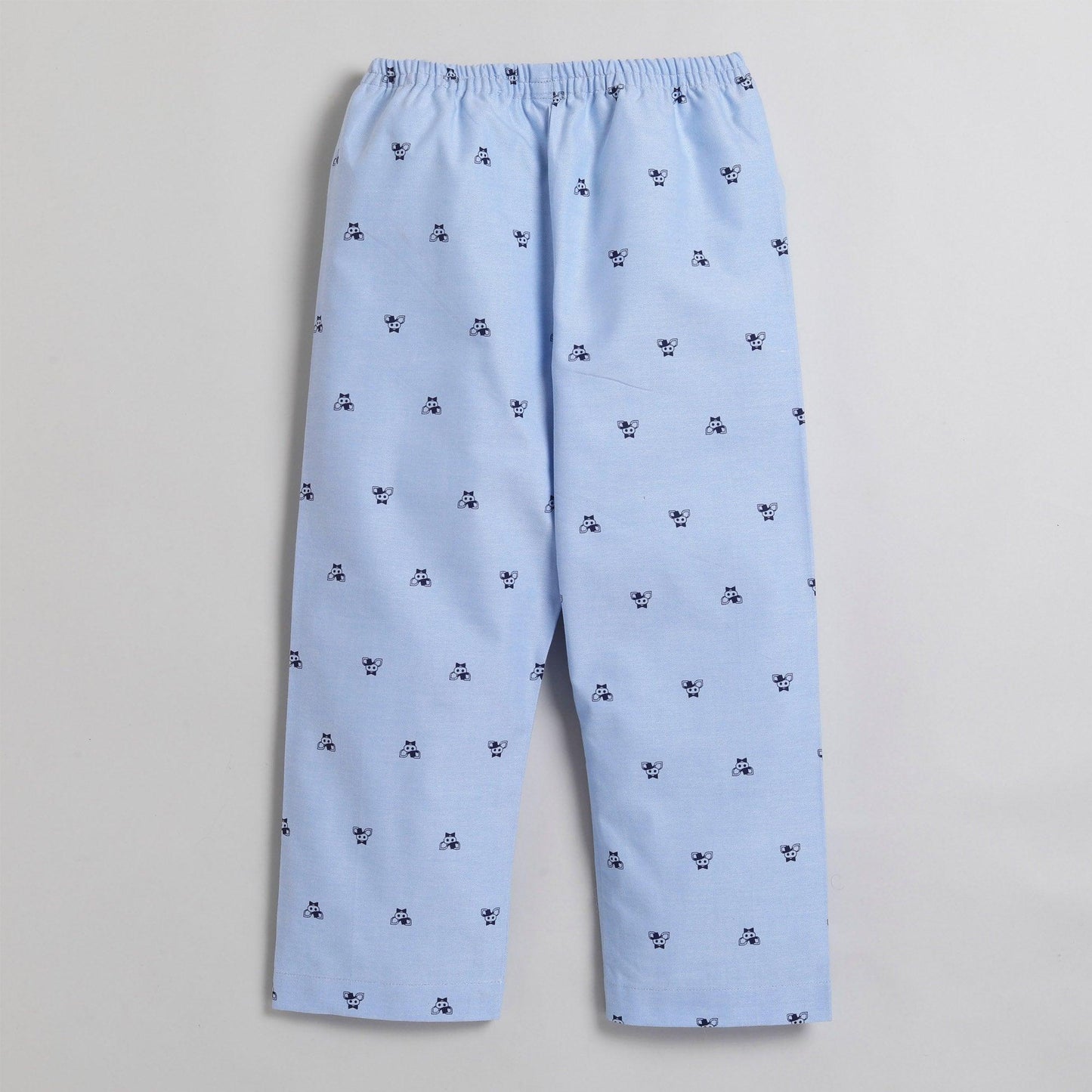 Polka Tots Half Sleeve Night Suit Pair 100% Cotton Little Mice Print - Blue