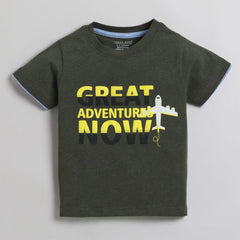 Polka Tots Half Sleeve T-Shirt 100% Cotton Great Adventures Now - Dark Green