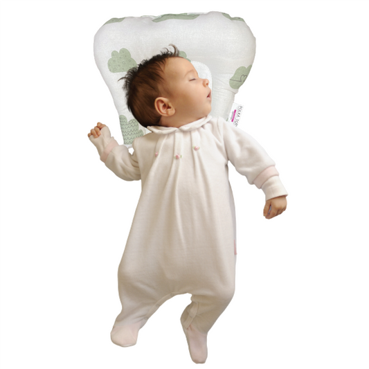 Polka Tots Cotton Baby Head Shape Pillow Cloud Design Green
