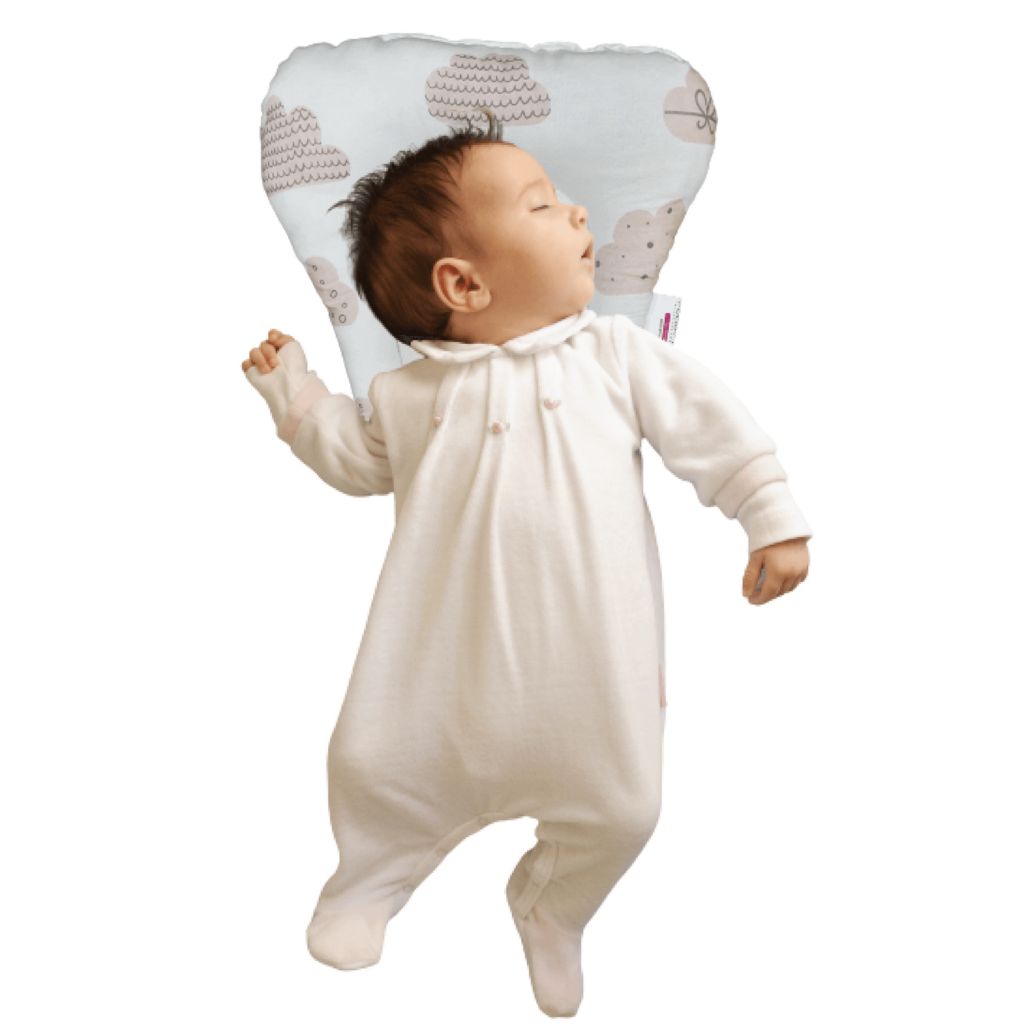Polka Tots Cotton Baby Head Shape Pillow Cloud Design Peach