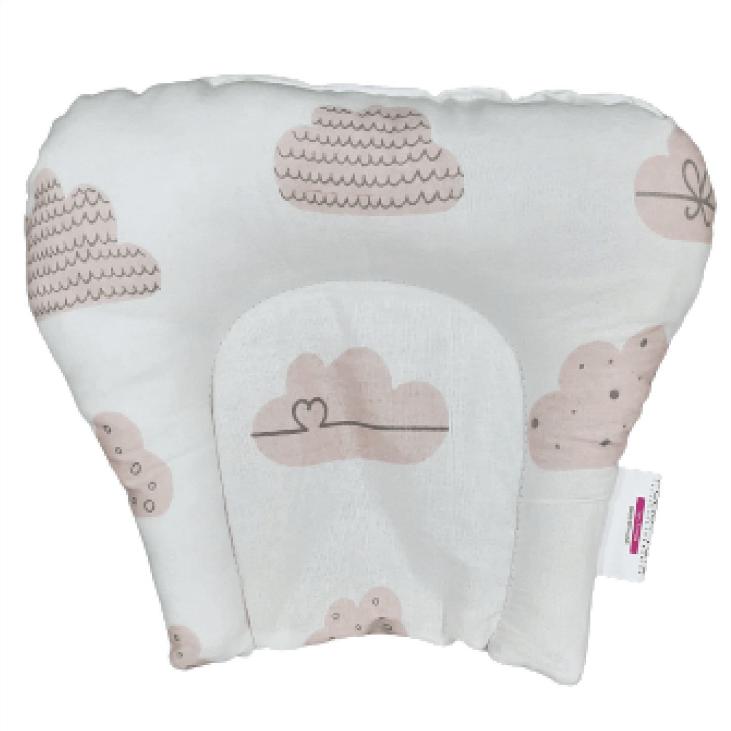 Polka Tots Cotton Baby Head Pillow & 2 Pc Bolster Pillow Set Cloud Design Peach