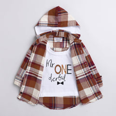 Polka Tots Mr one derful print hoodie tshirt shirt - Maroon