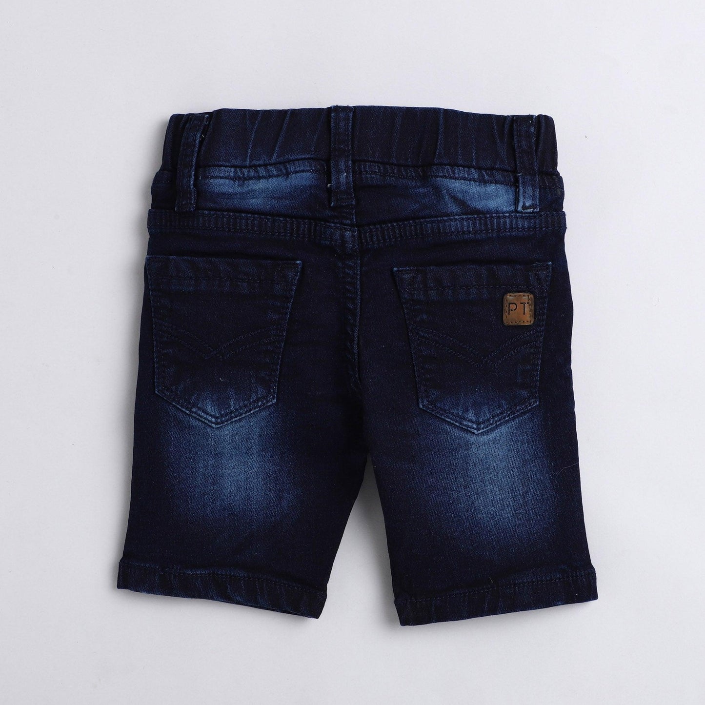 Polka Tots Shorts Denim Knee Length Star Blue
