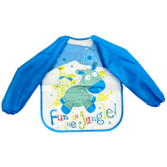 Full Sleeves Washable Waterproof Apron Feeding Bib for Babies (Fun Jungle)