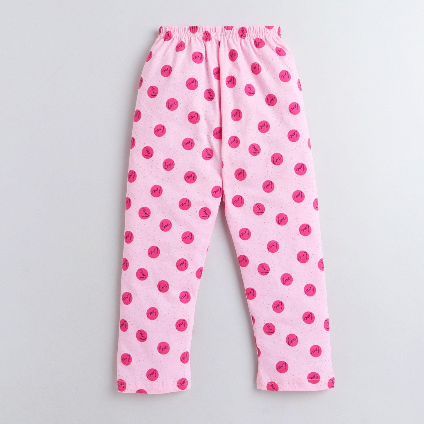 Polka Tots Full Sleeve Night Suit Pair Love - Pink