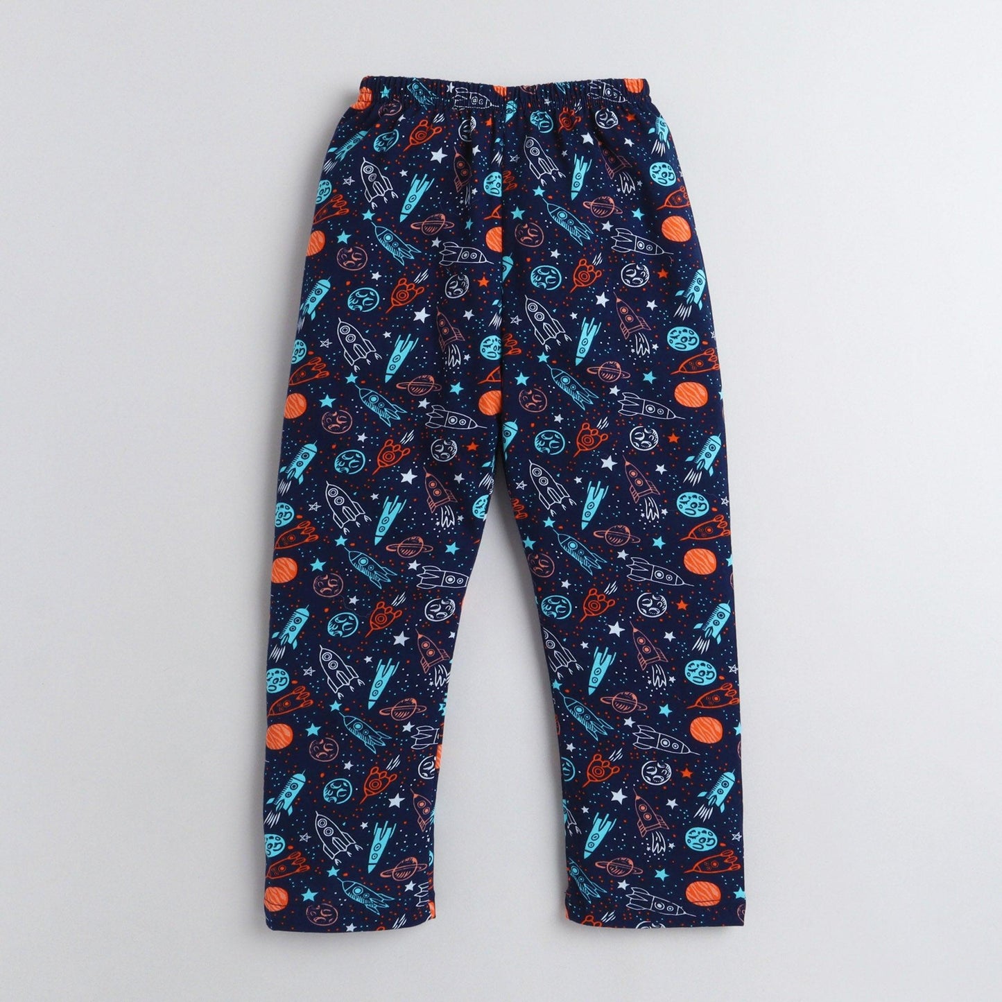 Polka Tots Full Sleeve Night Suit Pair Space - Navy Blue