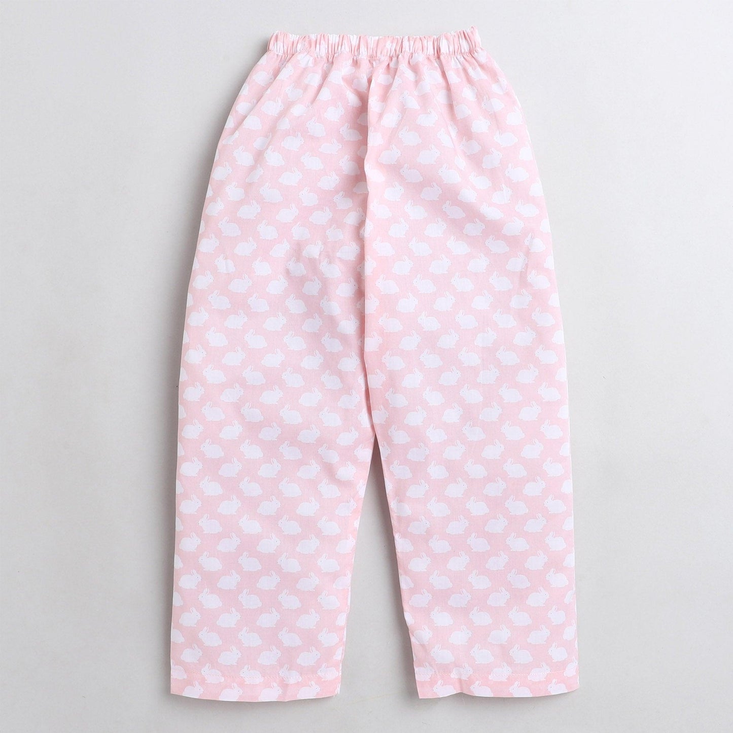 Polka Tots Full sleeve rabbit print night suit - Pink