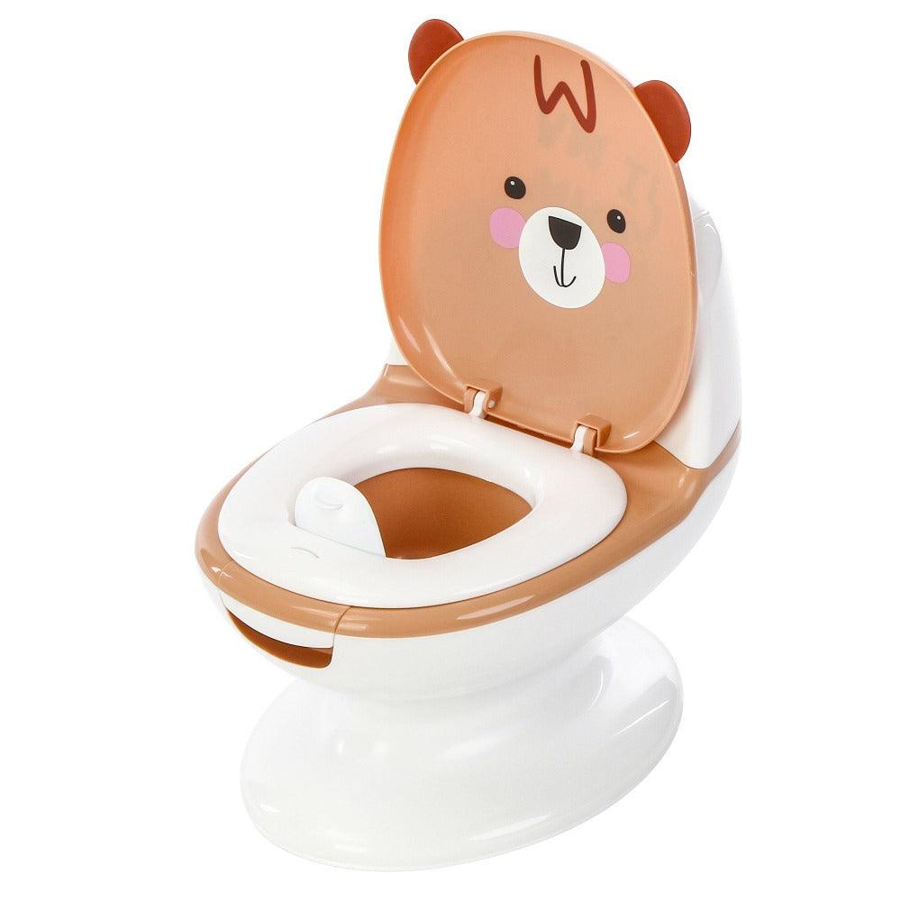 Polka Tots Western Style Potty Training Seat with Lid, Flush Sound Music Button, Removable for Kids Age 2 to 7 Years (Bear)