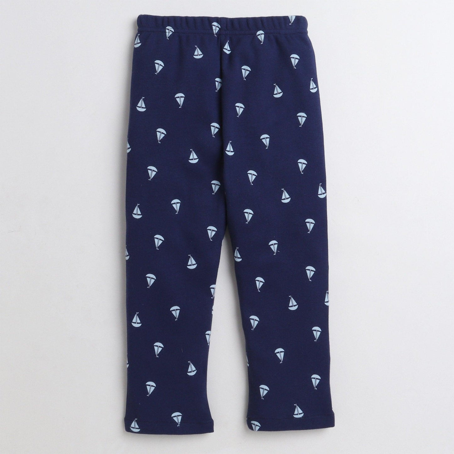 Polka Tots Half Sleeve Night Suit Cotton Pair Knit Boat - Navy Blue