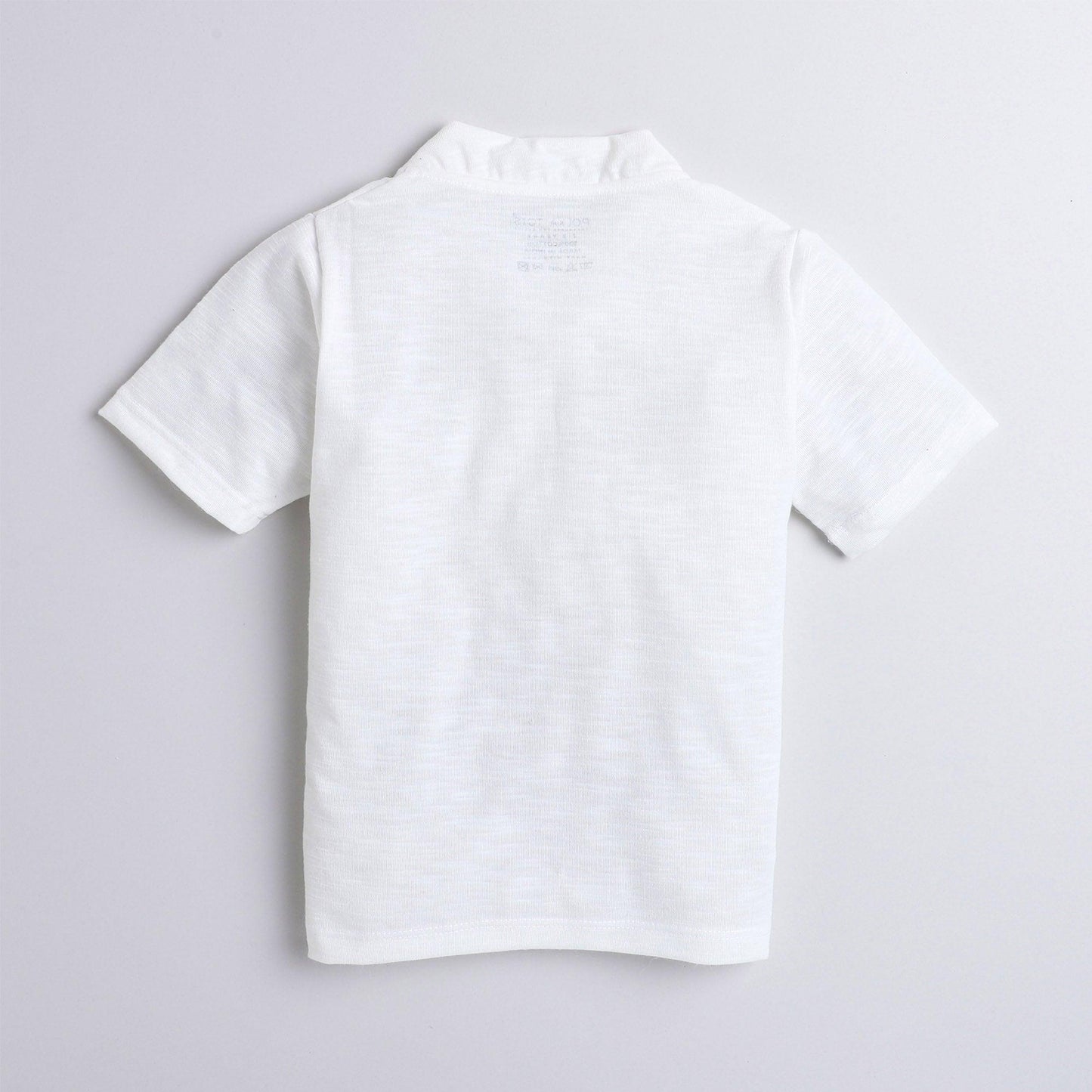 Polka Tots Half Sleeve Mandarian Collar 100% Cotton Dog White