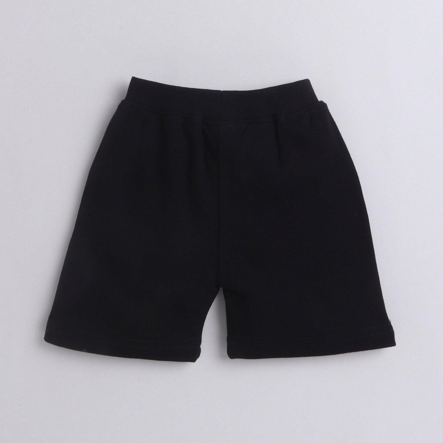 Polka Tots Knee Length Shorts 100% Interlock Cotton With Dinosaur Black