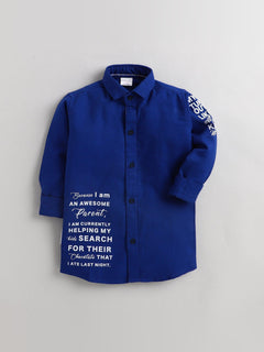 Polka Tots Full Sleeves Printed Kids Shirt - Royal Blue