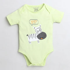 Polka Tots Half Sleeve Romper Onesie Zebra Whats Up - Yellow