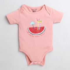 Polka Tots Half Sleeve Romper Onesie Watermelon Candy - Pink