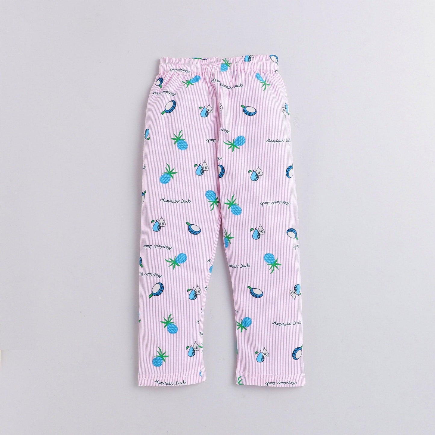 Polka tots Full Sleeve Night Suit 100% Cotton All Over Fruit Pink