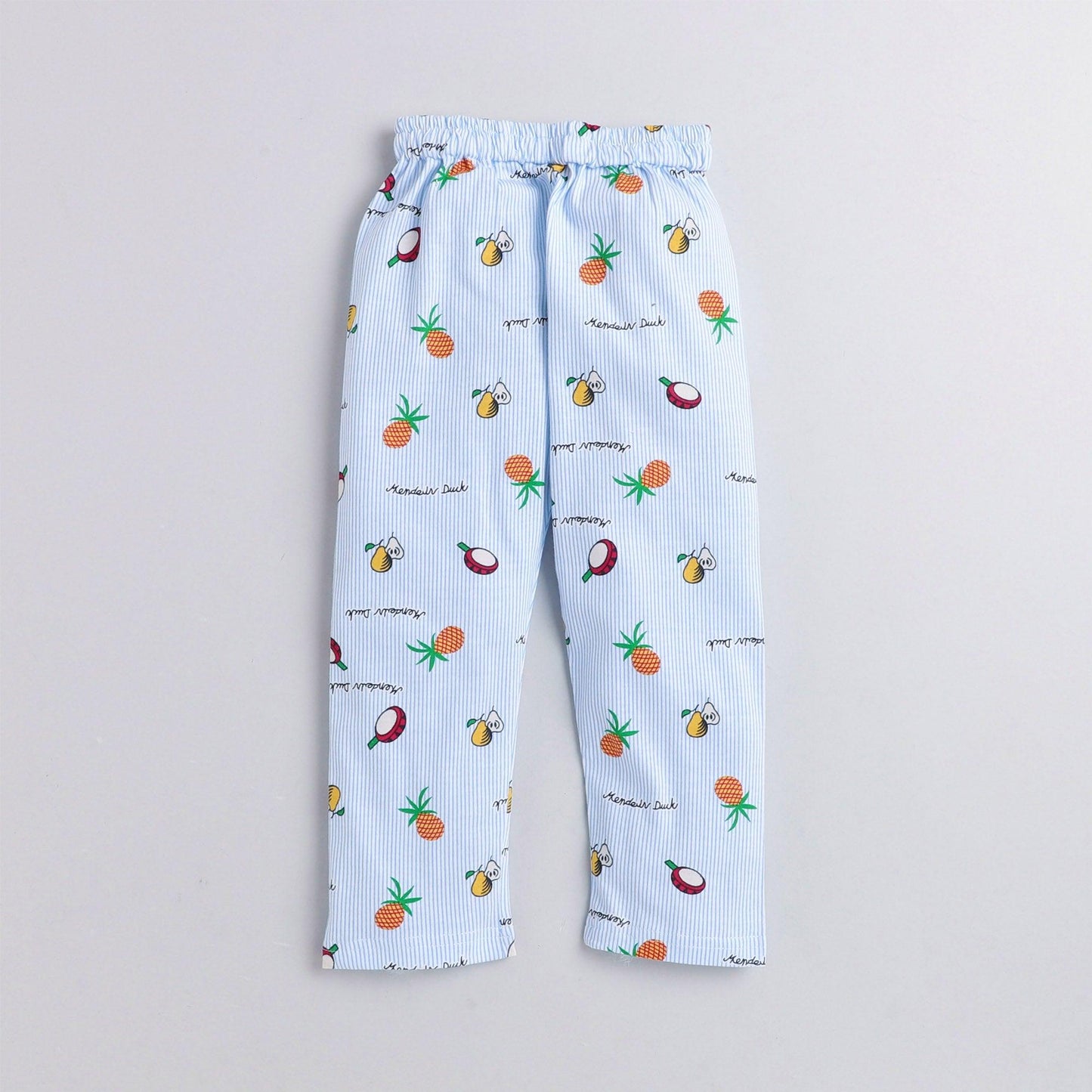 Polka tots Full Sleeve Night Suit 100% Cotton All Over Fruit Blue