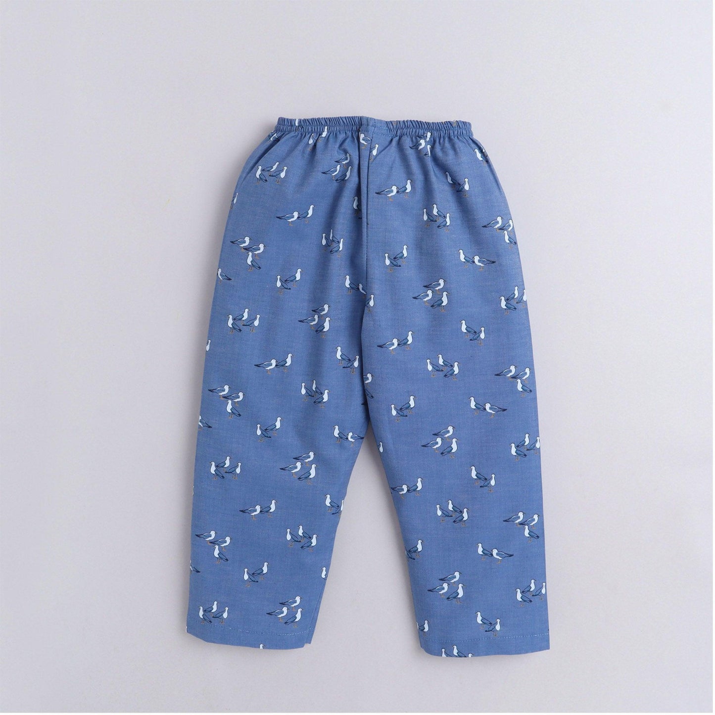 Polka tots Full Sleeve Night Suit Pair Blue (Pigeon)
