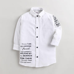 Polka Tots Full Sleeves Printed Kids Shirt - White