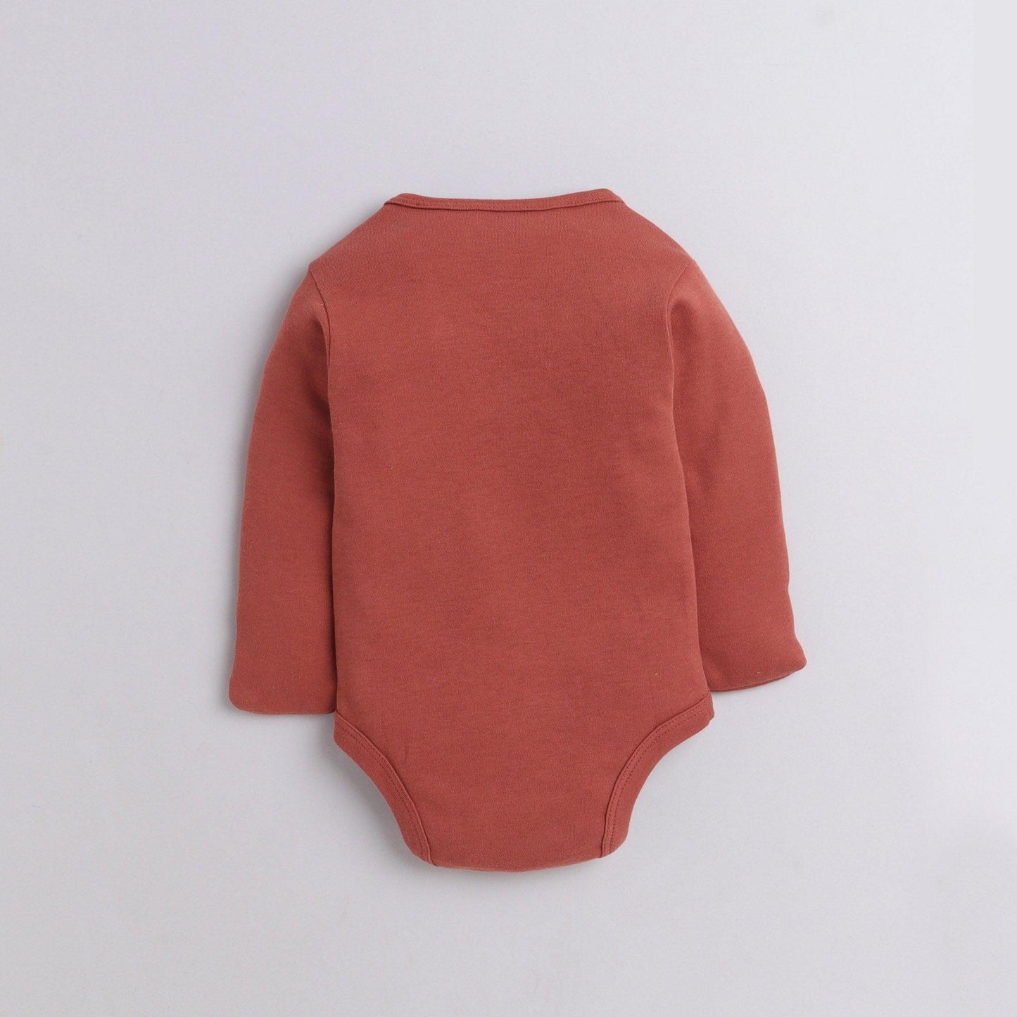 Polka Tots Full Sleeve Romper Onesie with Folded Mittens 100% Super Soft Cotton Sheep and Tree Rust