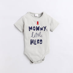 Polka Tots Half Sleeve Rompers Onesie Antibacterial Fabric Mummy Little Hero Grey