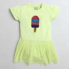 Polka Tots Half Sleeve Romper Onesie Sequence Ice Popsicle - Yellow