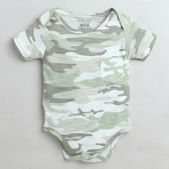 Polka Tots Half Sleeve Romper Onesie Military Camofledge - Green