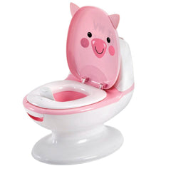 Polka Tots Western Style Potty Training Seat with Lid, Flush Sound Music Button, Removable for Kids Age 2 to 7 Years(Piggy)