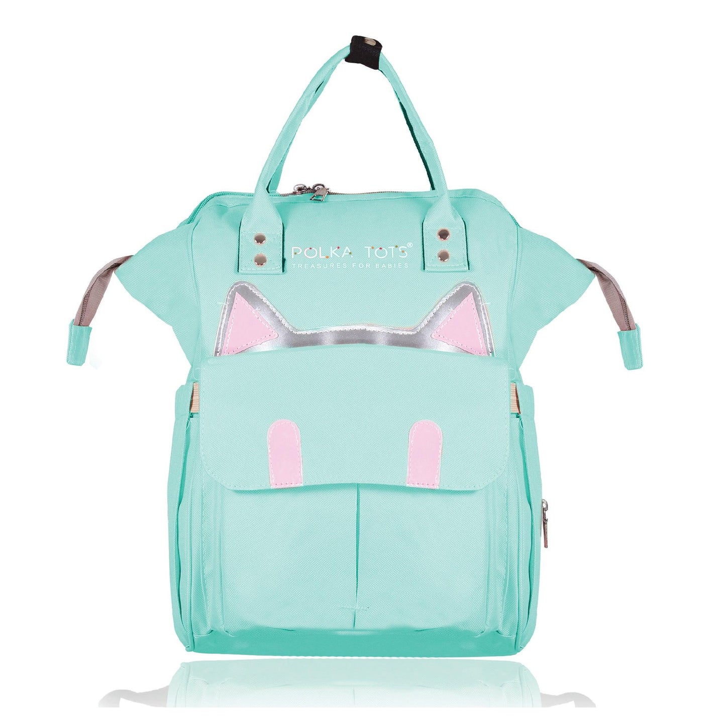 Polka Tots Maternity Backpack For Mothers Cat Style Bag - Sea Green