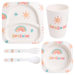 Eco Friendly 5 Pieces Bamboo Fiber Kids Dinner Set (Sunshine)
