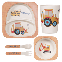 Eco-Friendly Bamboo Fiber Kids Dinner Set (Truck)
