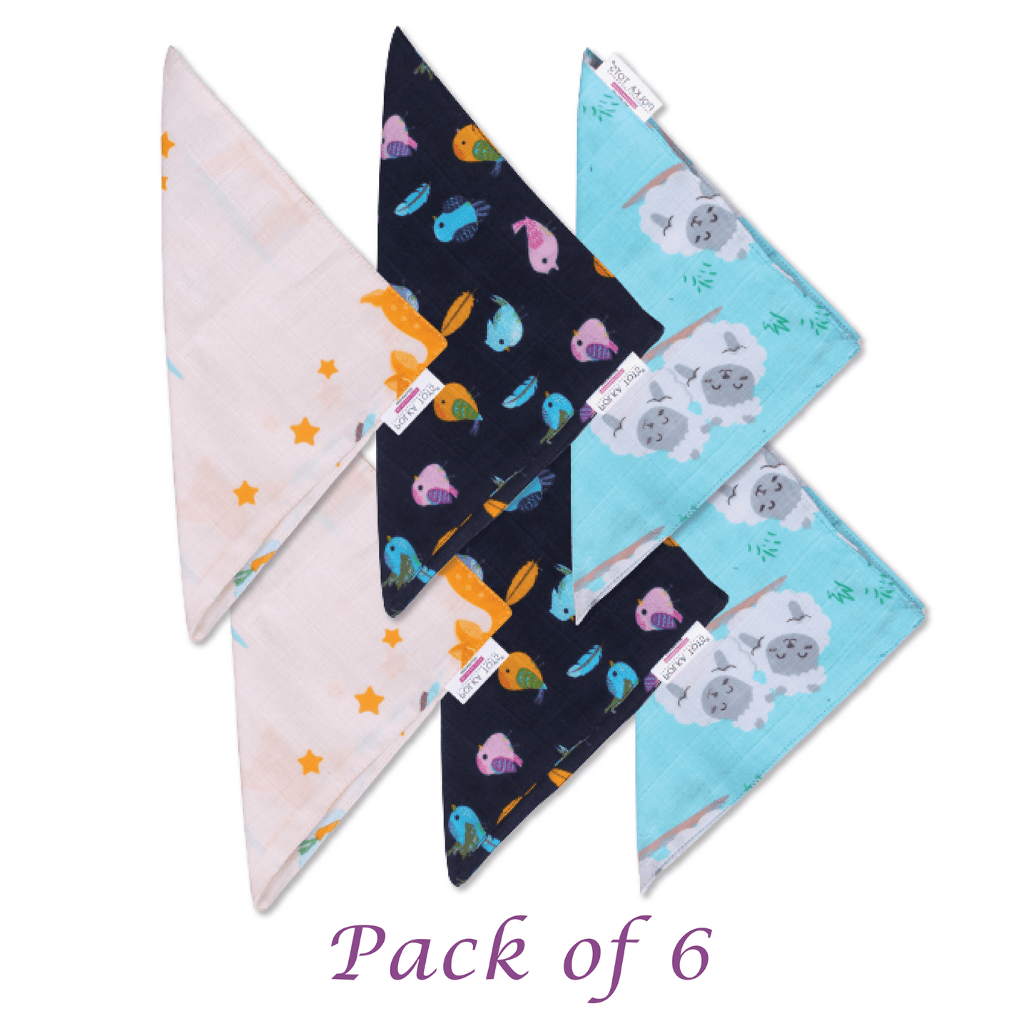 Polka Tots Wash Cloth for Babies Organic Cotton Hand Cloth for New Born face Towel for Kids (Pack of 6)