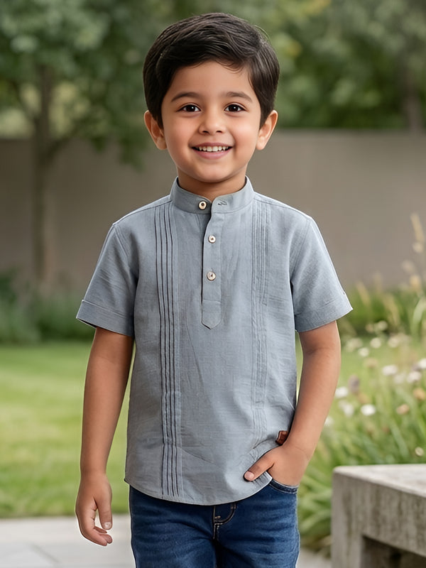 Polka Tots Half Sleeve Kurta - BLUE